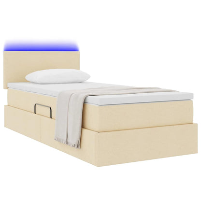 Letto con contenitore e LED Crema 100 x 200 cm Tessuto | homemem39