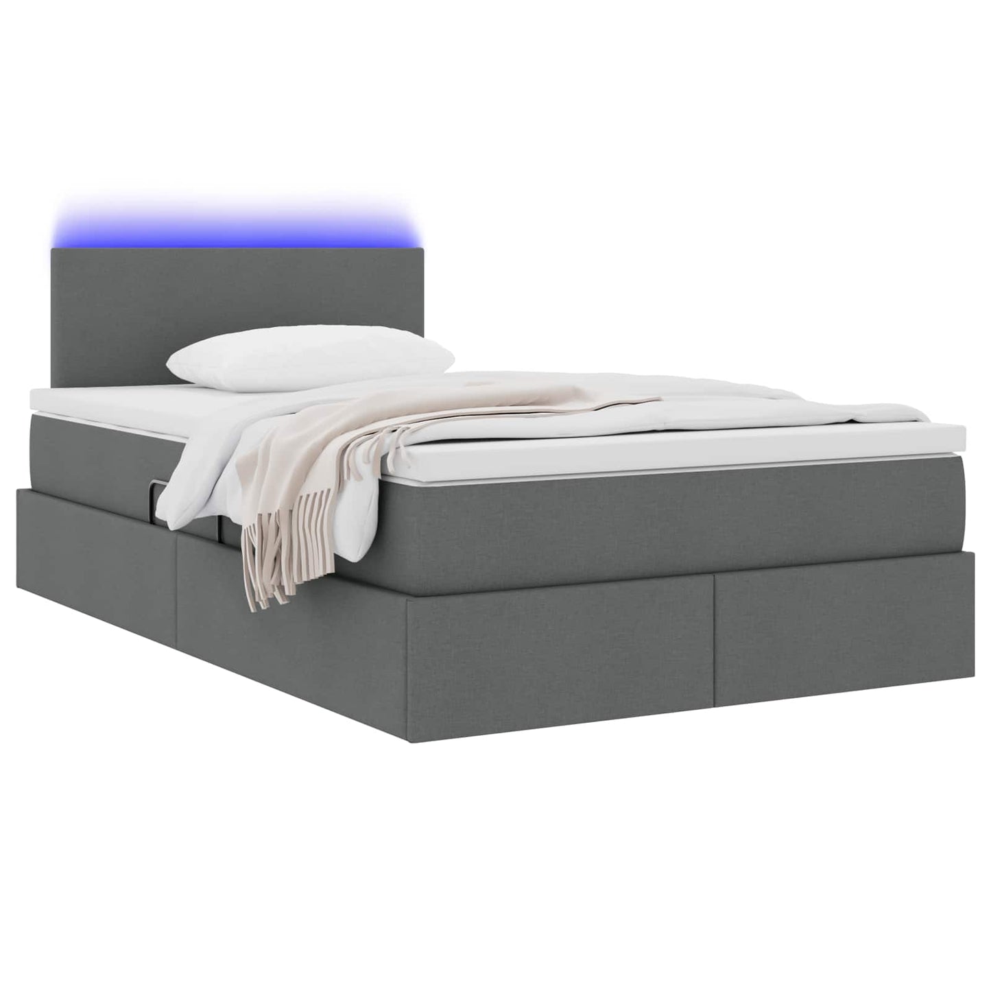 Letto con contenitore e LED Grigio scuro 120 x 190 cm Tessuto | homemem39