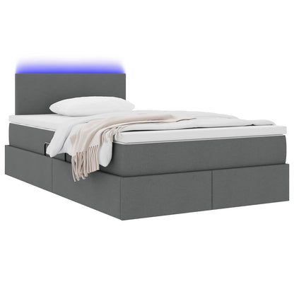 Letto con contenitore e LED Grigio scuro 120 x 190 cm Tessuto | homemem39