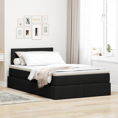 Letto con contenitore LED e materasso Nero 120 x 190 cm Tessuto