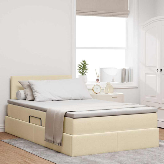 Letto con contenitore LED e materasso Crema 120 x 190 cm