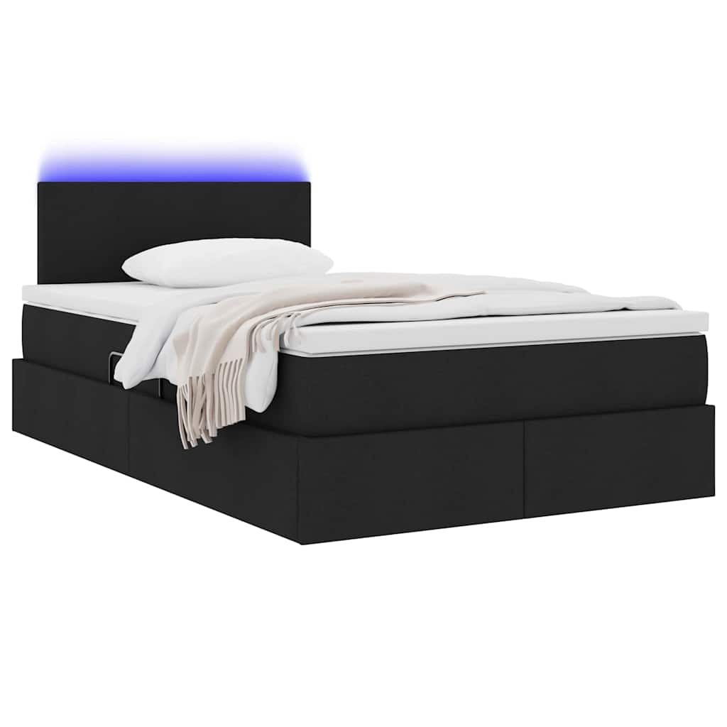Letto con contenitore e LED con led Nero 120 x 200 cm Tessuto | homemem39