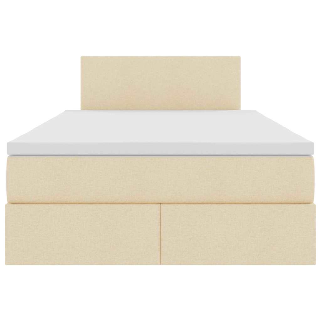 Letto con luci a strisce a LED Crema 120 x 200 cm Tessuto