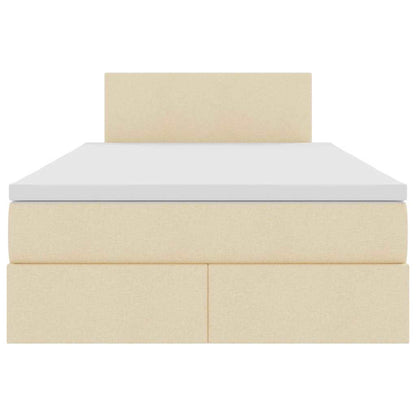 Letto con luci a strisce a LED Crema 120 x 200 cm Tessuto