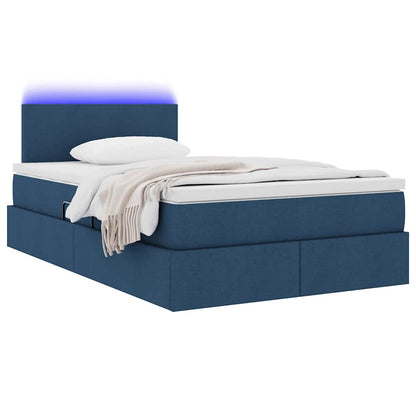 Letto con luci a strisce a LED Blu 120 x 200 cm Tessuto