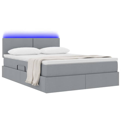 Letto con contenitore LED e materasso Grigio Chiaro