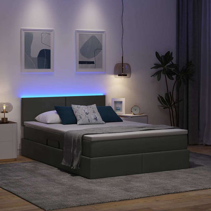 Letto con contenitore e LED Grigio scuro 140 x 190 cm