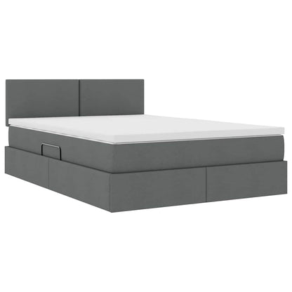 Letto con contenitore e LED Grigio scuro 140 x 190 cm