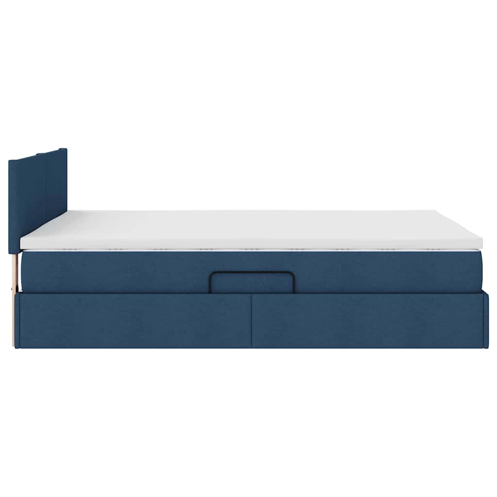 Letto con luci a strisce a LED Blu 140 x 190 cm Tessuto
