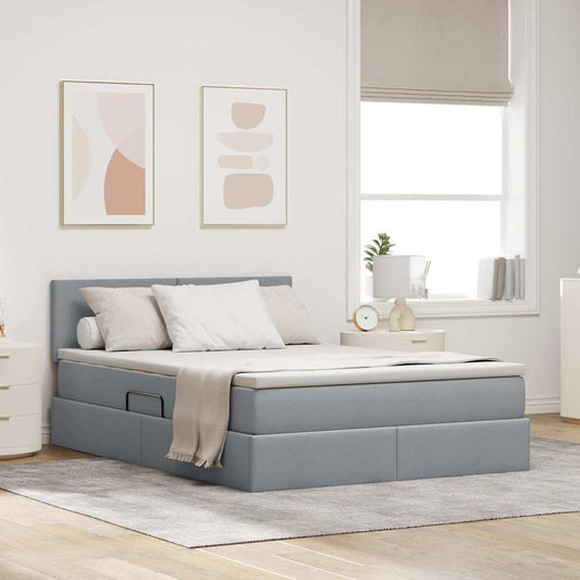 Letto con testiera Grigio chiaro 140 x 200 cm Tessuto