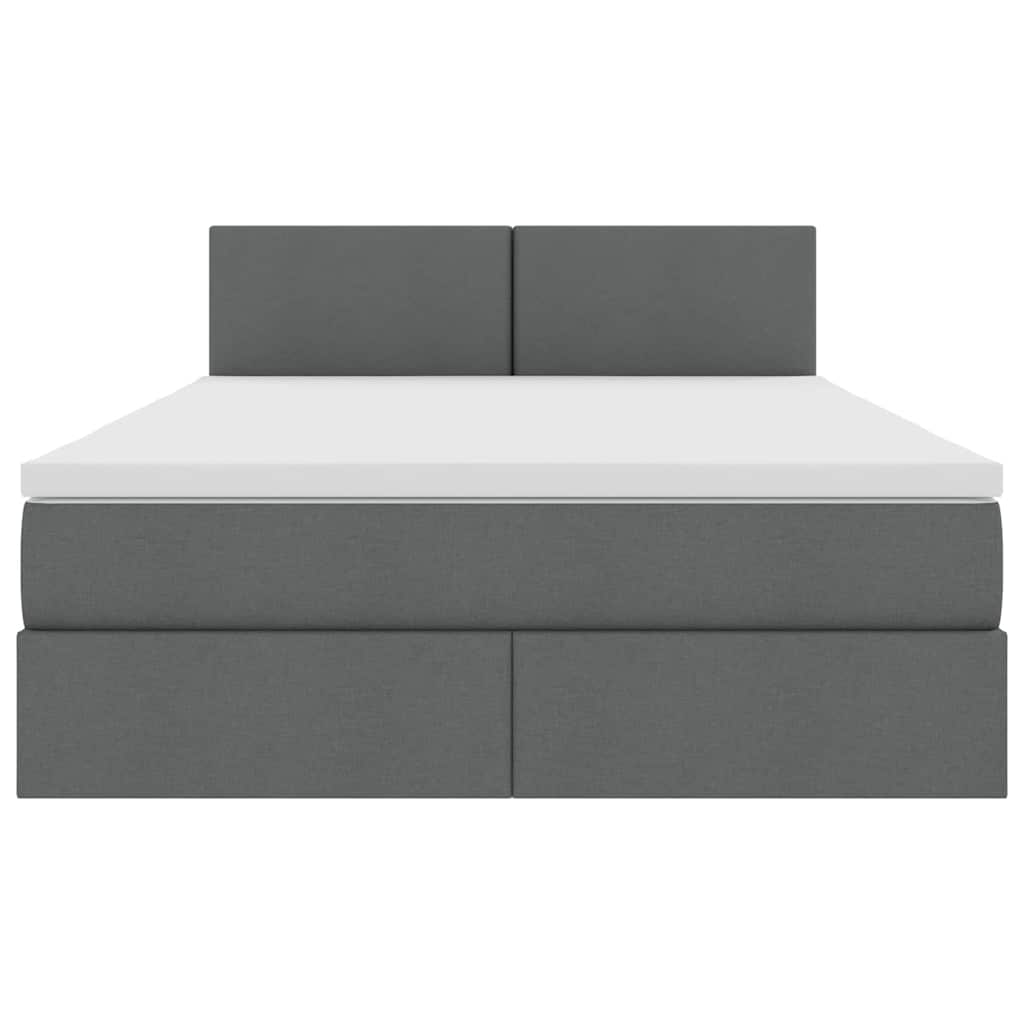 Letto con testiera Grigio scuro 140 x 200 cm Tessuto