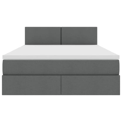 Letto con testiera Grigio scuro 140 x 200 cm Tessuto