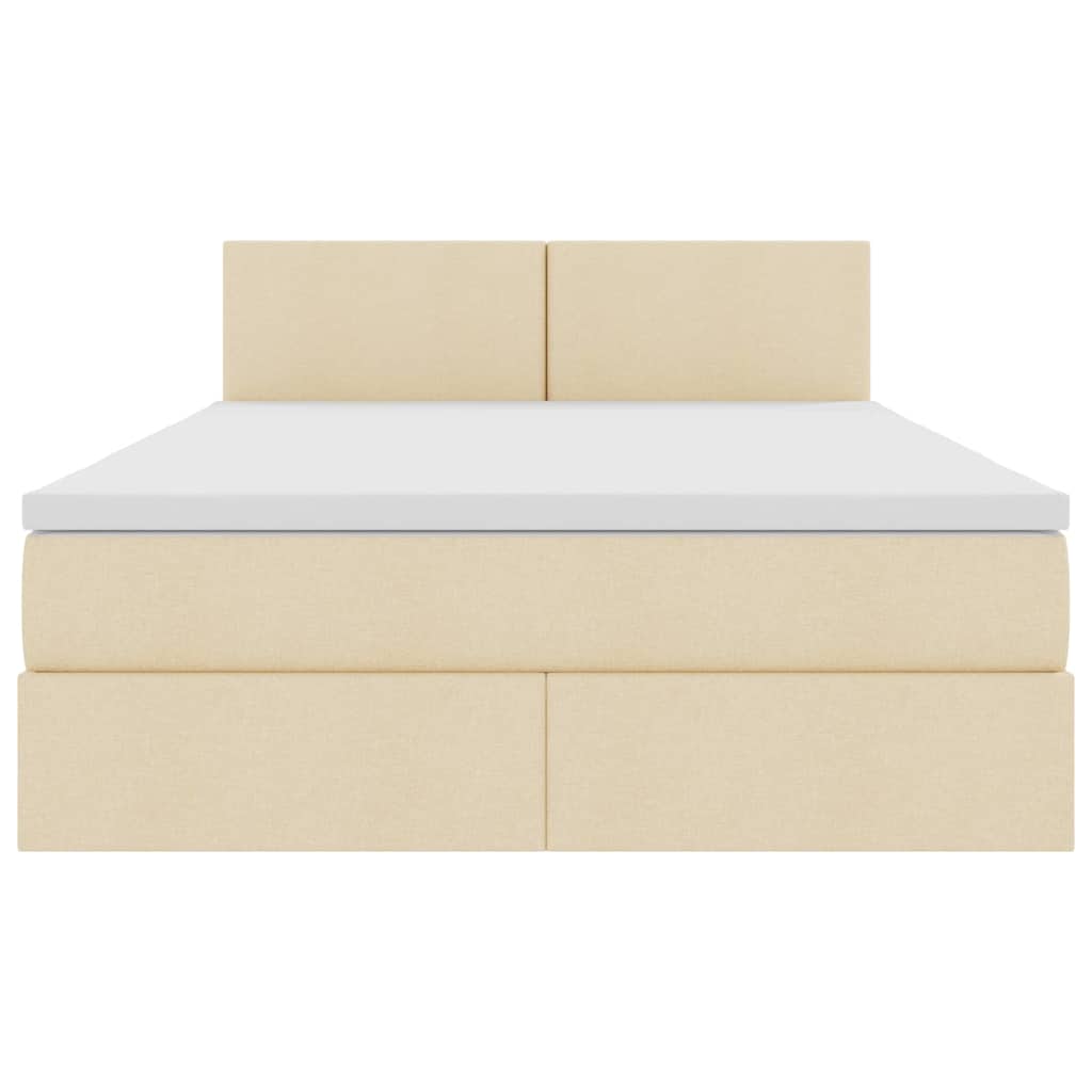 Letto con luci a strisce a LED Crema 140 x 200 cm Tessuto