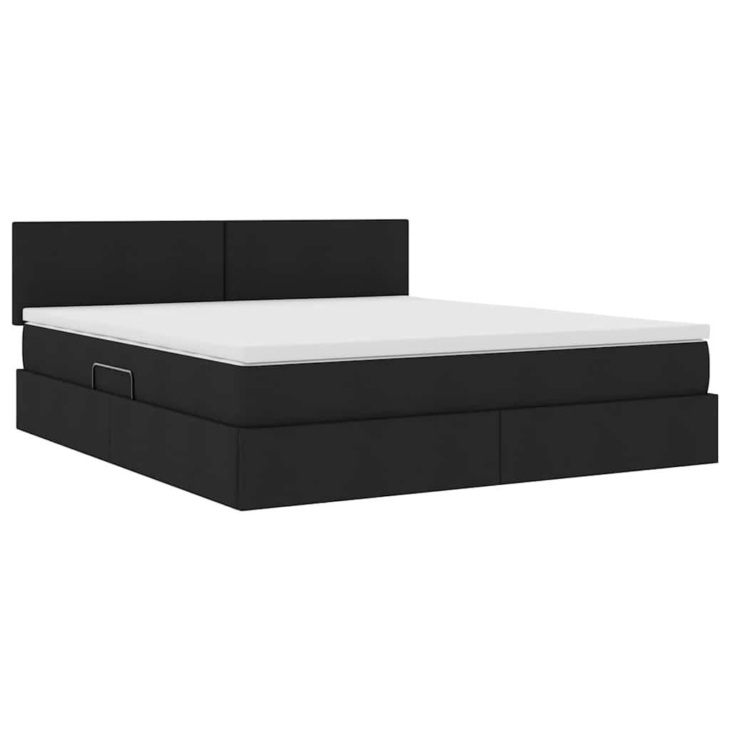 Letto con contenitore e LED con led Nero 160 x 200 cm Tessuto | homemem39