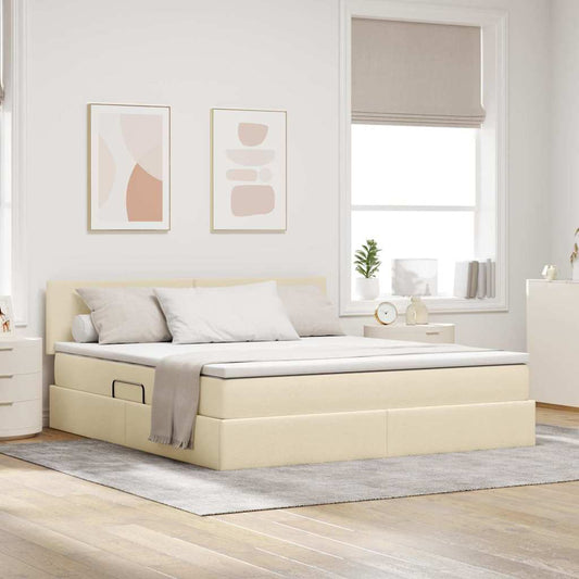 Letto con contenitore LED e materasso Crema 160 x 200 cm | homemem39