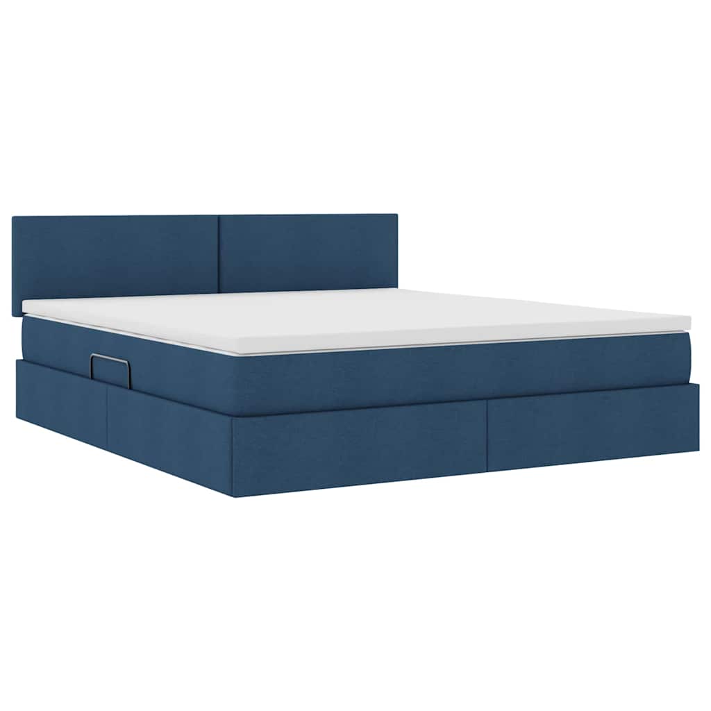 Letto con contenitore e LED con led Blu 160 x 200 cm Tessuto | homemem39