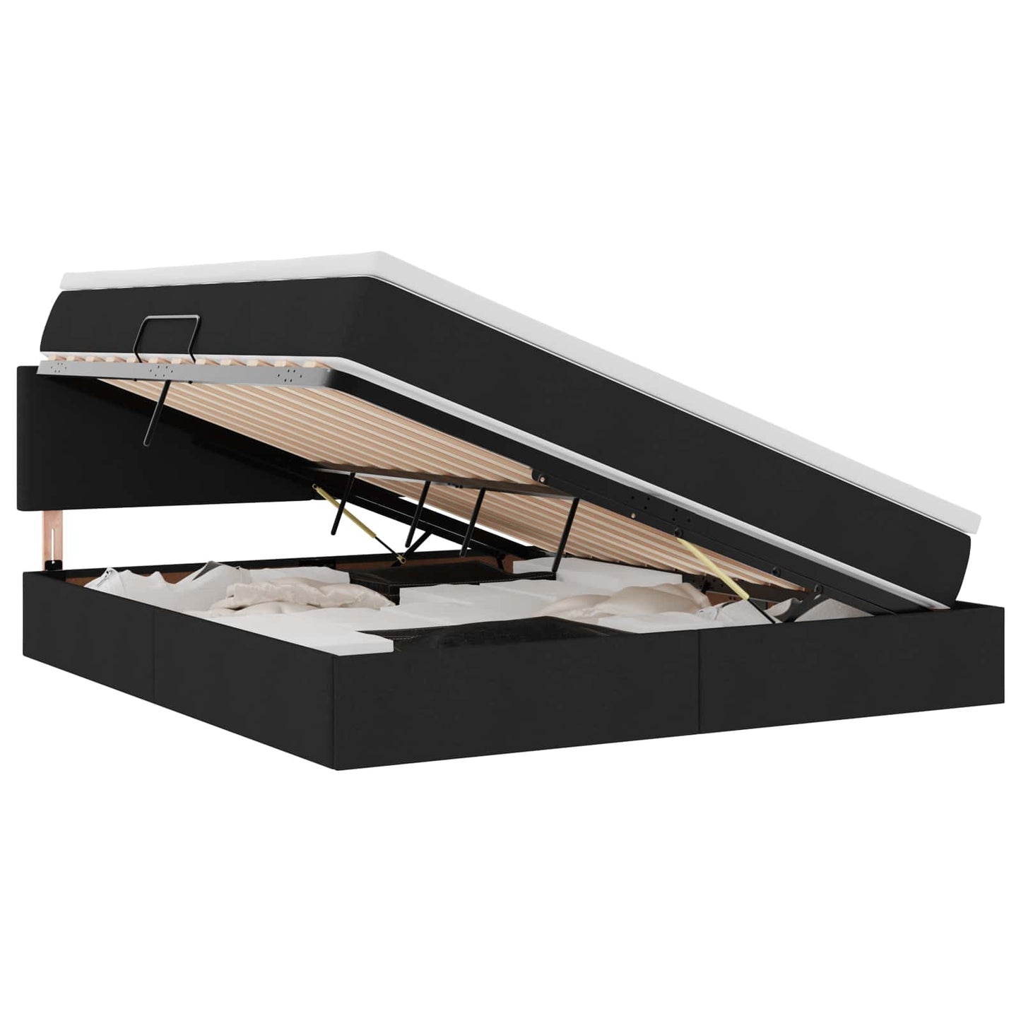 Letto con contenitore LED e materasso Nero 180 x 200 cm Tessuto