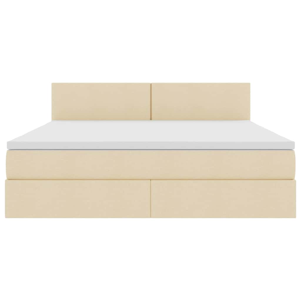 Letto con luci a strisce a LED Crema 180 x 200 cm Tessuto