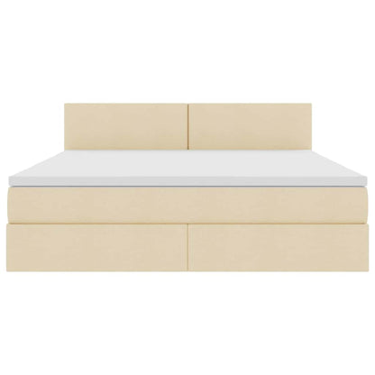 Letto con luci a strisce a LED Crema 180 x 200 cm Tessuto