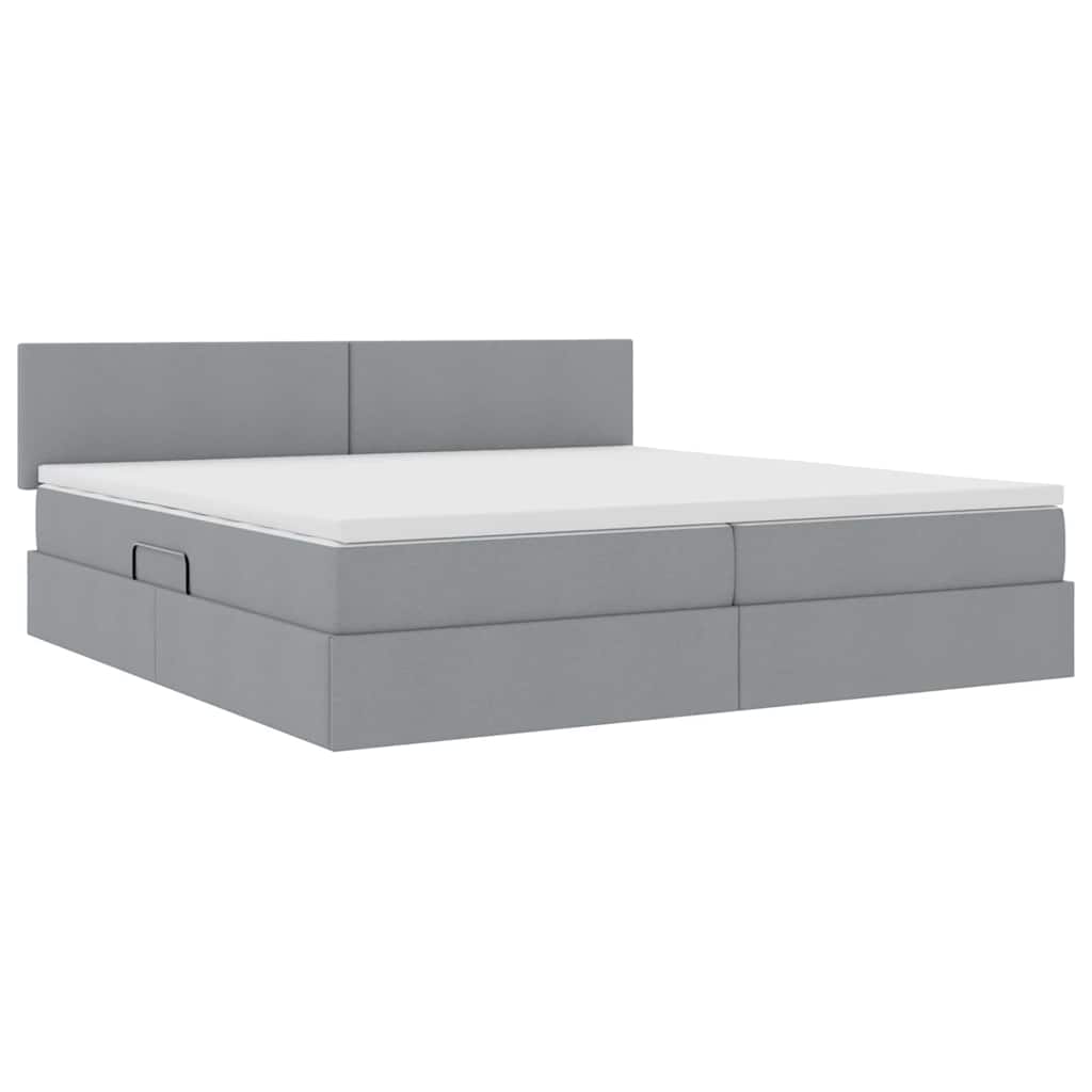 Letto con testiera Grigio chiaro 200 x 200 cm Tessuto