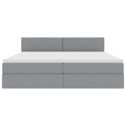 Letto con testiera Grigio chiaro 200 x 200 cm Tessuto