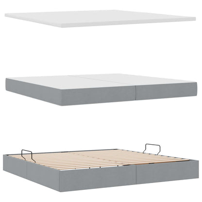 Letto con contenitore LED e materasso Grigio Chiaro