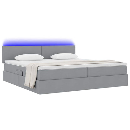 Letto con testiera Grigio chiaro 200 x 200 cm Tessuto
