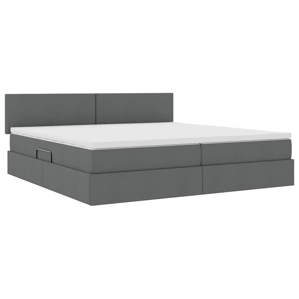 Letto con testiera Grigio scuro 200 x 200 cm Tessuto