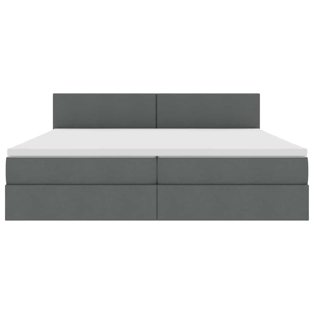 Letto con testiera Grigio scuro 200 x 200 cm Tessuto