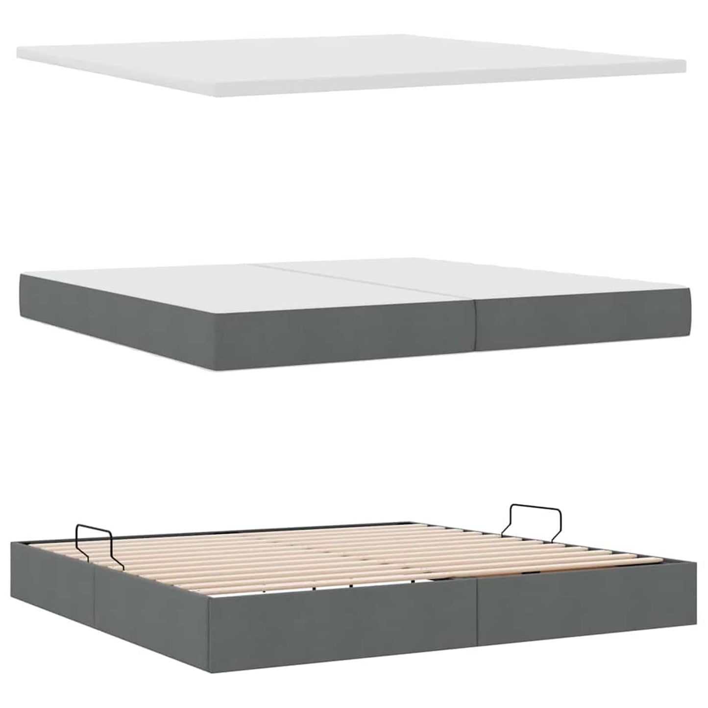 Letto con contenitore e LED Grigio scuro 200 x 200 cm Tessuto | homemem39