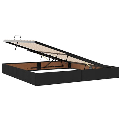 Letto con luci a strisce a LED Nero 200 x 200 cm Tessuto