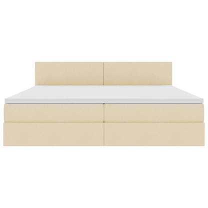 Letto con contenitore e LED con led Crema 200 x 200 cm Tessuto | homemem39
