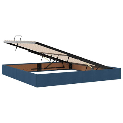 Letto con luci a strisce a LED Blu 200 x 200 cm Tessuto