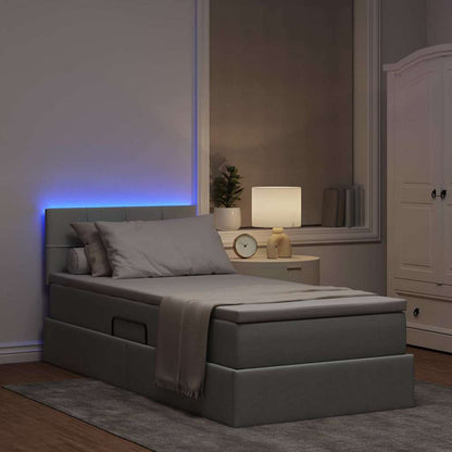 Letto con contenitore e LED Grigio chiaro 90 x 190 cm Tessuto | homemem39