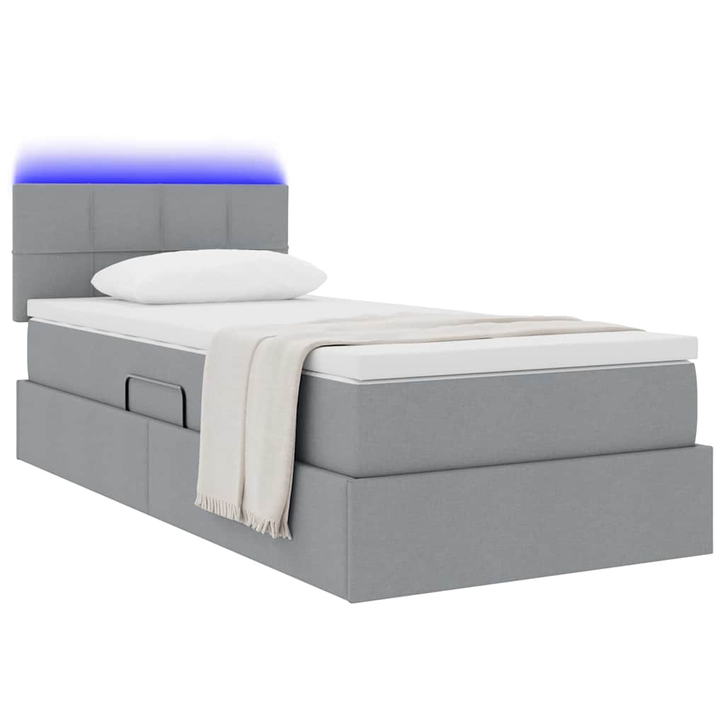 Letto con contenitore e LED Grigio chiaro 90 x 190 cm Tessuto | homemem39