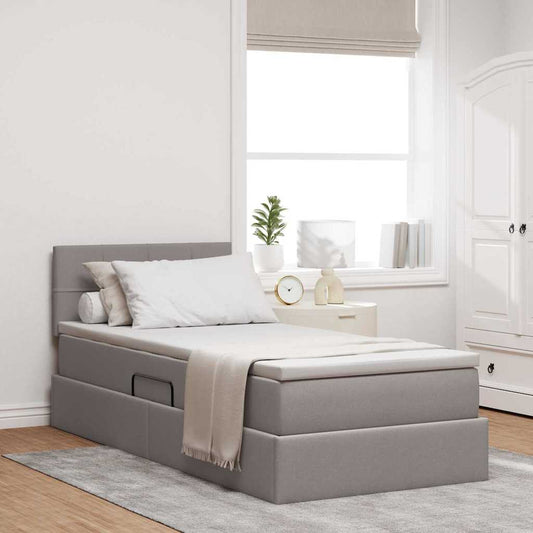 Letto con contenitore LED e materasso Tortora 90 x 190 cm