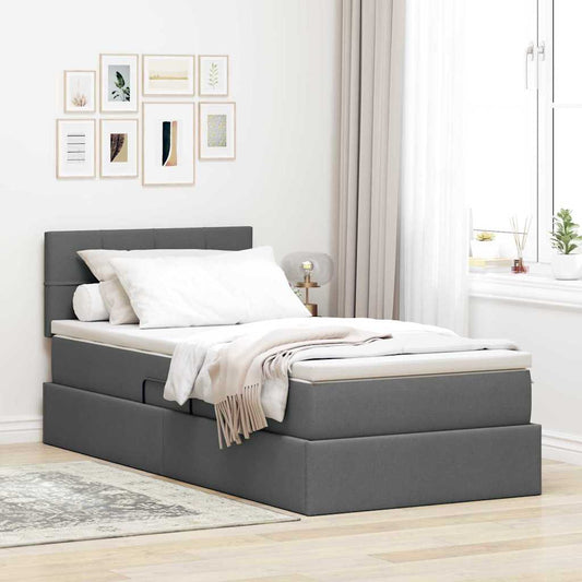 Letto con contenitore LED e materasso Grigio Scuro 90 x 200 cm