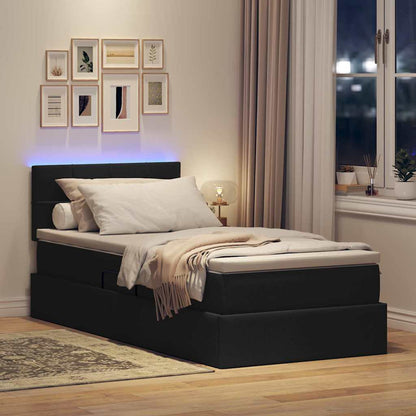 Letto con contenitore LED e materasso Nero 90 x 200 cm Tessuto