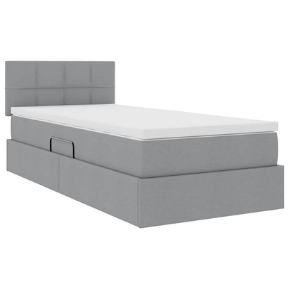 Letto con contenitore e LED Grigio chiaro 100 x 200 cm Tessuto | homemem39