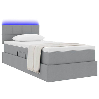 Letto con contenitore LED e materasso Grigio Chiaro