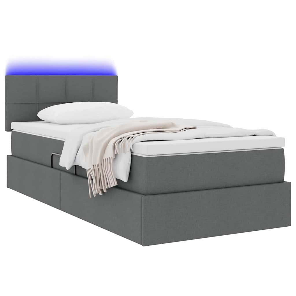 Letto con contenitore e LED Grigio scuro 100 x 200 cm Tessuto | homemem39