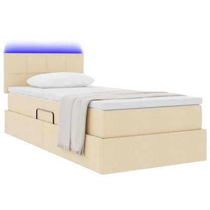 Letto con contenitore LED e materasso Crema 100 x 200 cm
