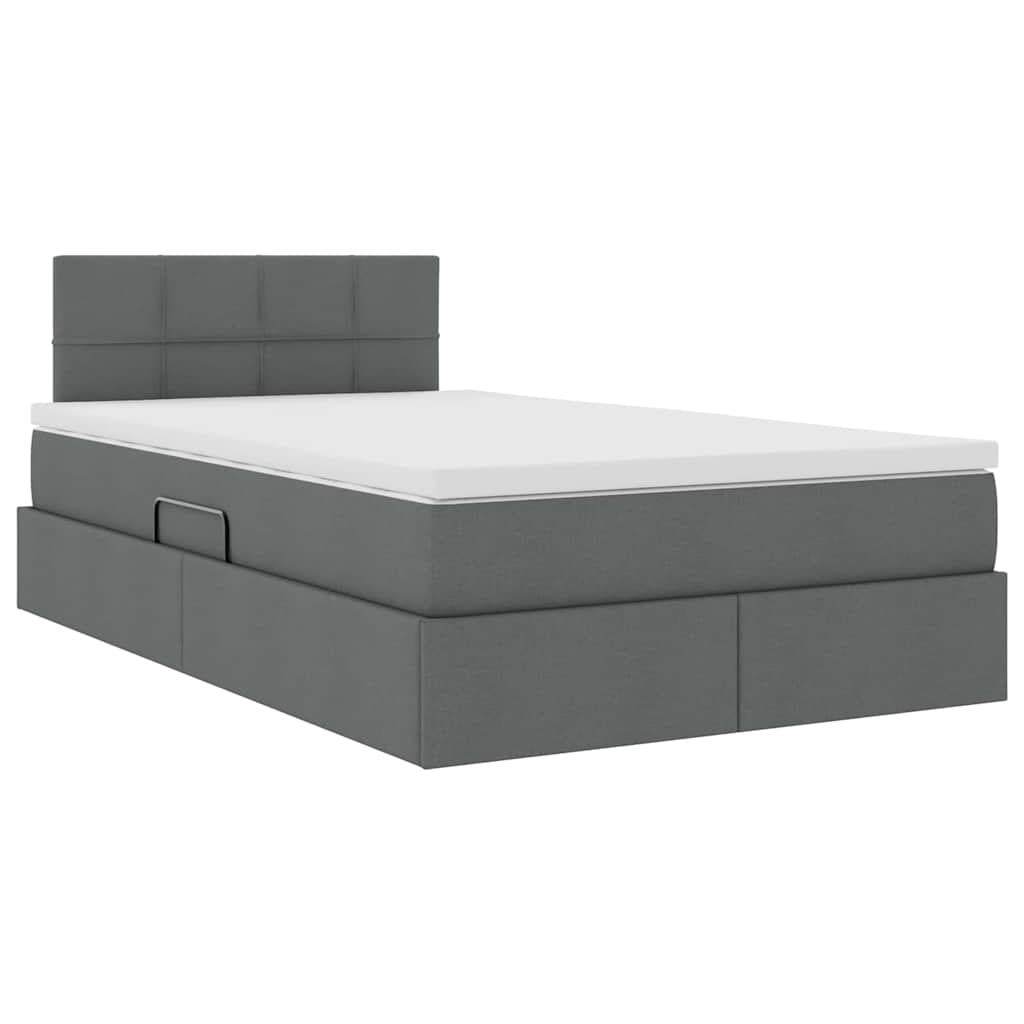 Letto con contenitore LED e materasso Grigio Scuro 120 x 190 cm