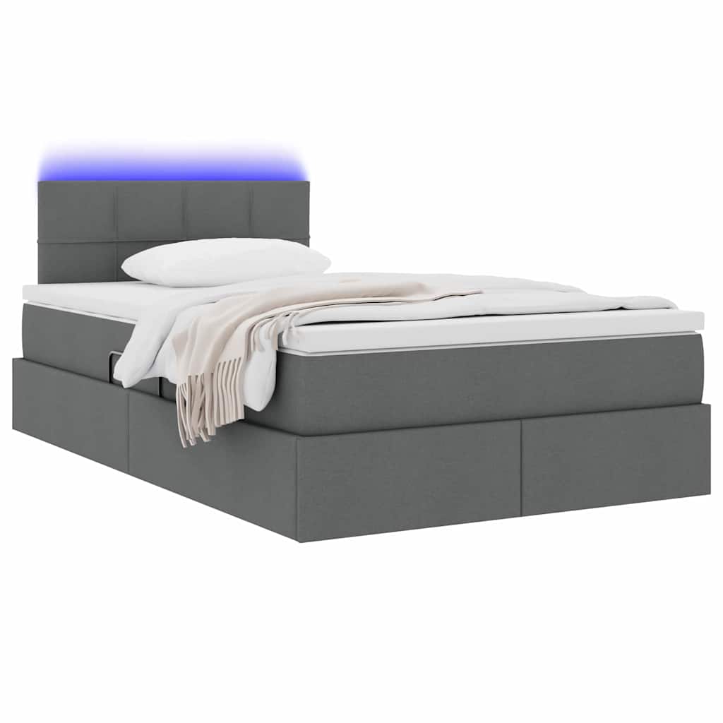 Letto con contenitore LED e materasso Grigio Scuro 120 x 190 cm