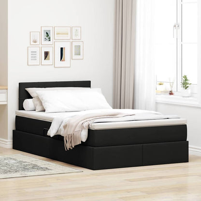 Letto con contenitore e LED con led Nero 120 x 190 cm Tessuto | homemem39