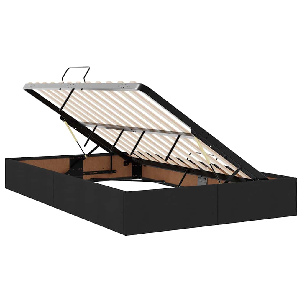 Letto con contenitore e LED con led Nero 120 x 190 cm Tessuto | homemem39