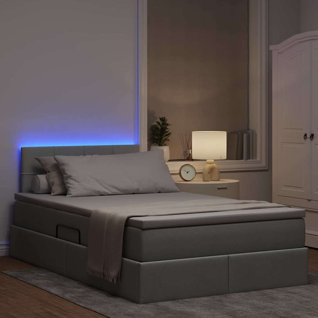 Letto con contenitore e LED Grigio chiaro 120 x 200 cm Tessuto | homemem39