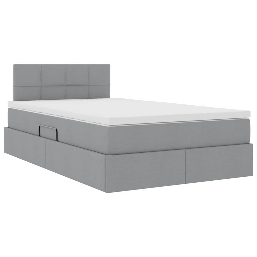 Letto con contenitore e LED Grigio chiaro 120 x 200 cm Tessuto | homemem39