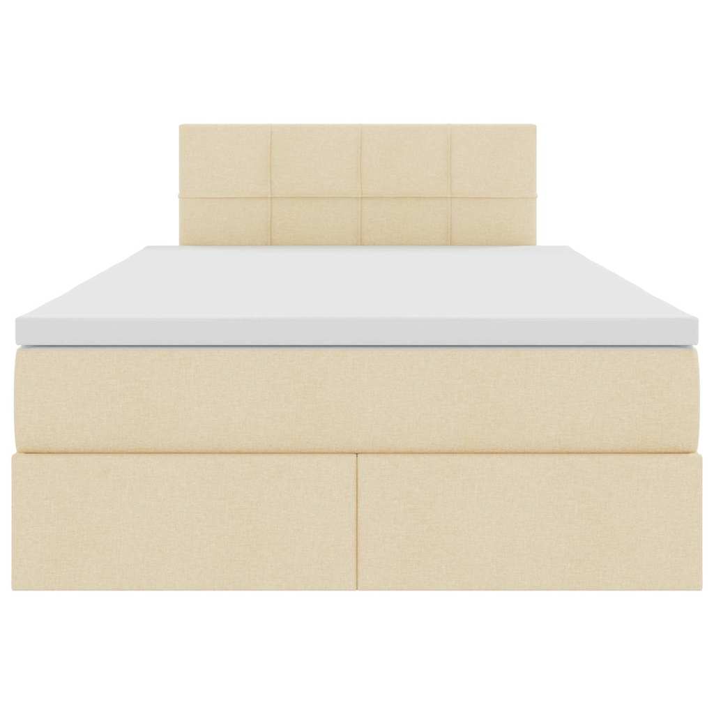 Letto con luci a strisce a LED Crema 120 x 200 cm Tessuto