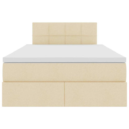 Letto con luci a strisce a LED Crema 120 x 200 cm Tessuto